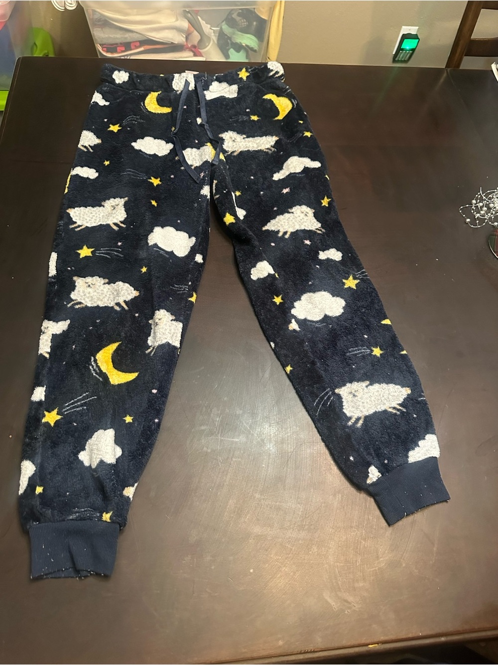 Secret Treasures Navy Fleece Pajama Joggers with Moon, Stars & Sheep Print